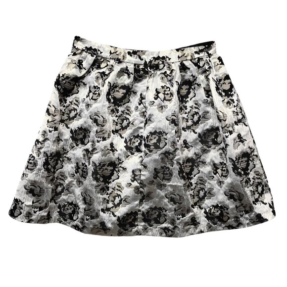 Forever 21 A Line Skirt Silver and Black Roses Embossed Size Medium Preowned - Picture 3 of 6